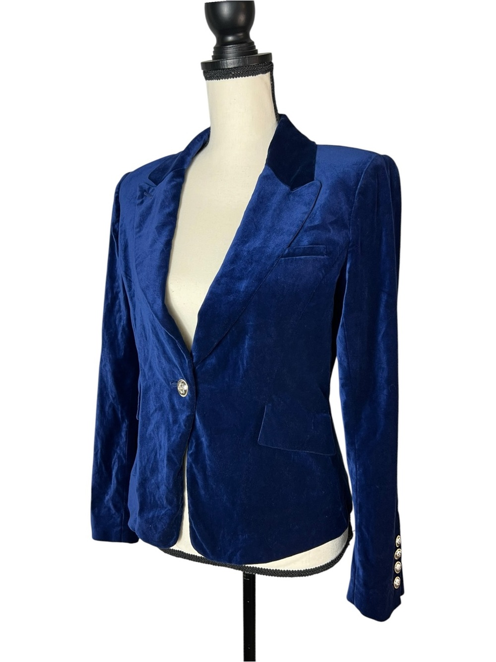 White House Black Market Royal Blue Velvet Tailored Blazer Jacket